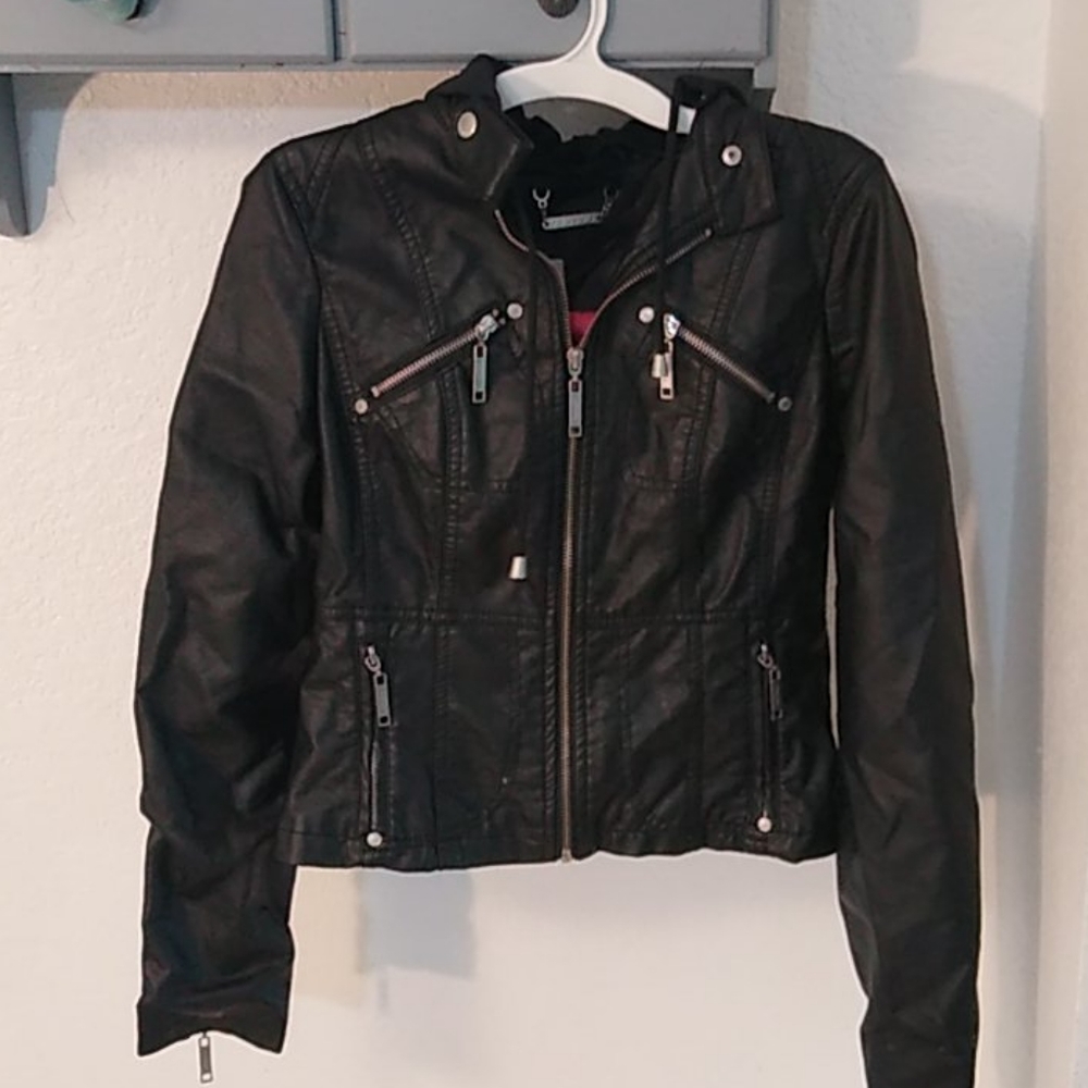 Jou Jou Black faux leather jacket, sz small